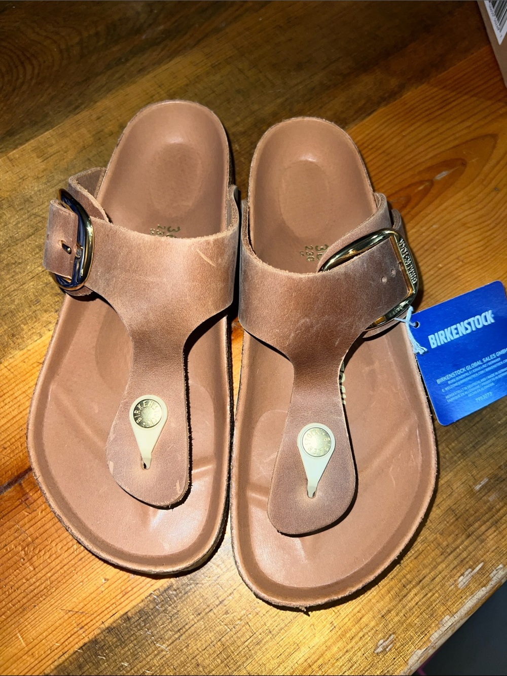 Birkenstock Cognac Leather Gizeh Big Buckle Thong Sandal - Picture 5 of 14